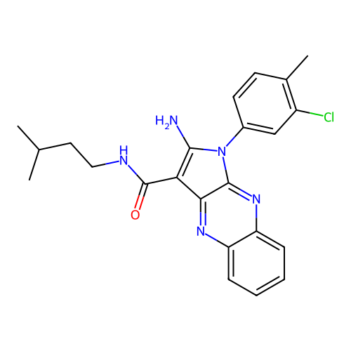 2-amino-1-(3-chloro-4-methylphenyl)-N-isopentyl-1H-pyrrolo[2,3-b]quinoxaline-3-carboxamide structure
