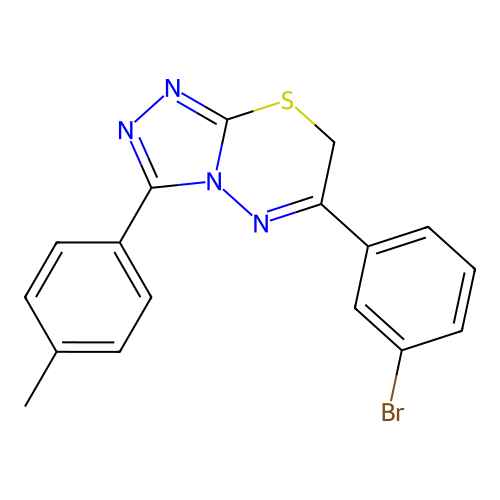 6-(3-bromophenyl)-3-(4-methylphenyl)-7H-[1,2,4]triazolo[3,4-b][1,3,4]thiadiazine structure