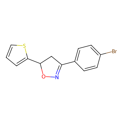 3-(4-Bromophenyl)-5-(thiophen-2-yl)-4,5-dihydro-1,2-oxazole structure