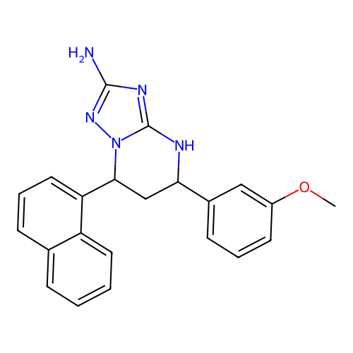 5-(3-methoxyphenyl)-7-(naphthalen-1-yl)-4,5,6,7-tetrahydro-[1,2,4]triazolo[1,5-a]pyrimidin-2-amine structure