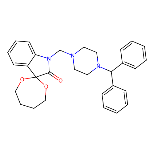 1'-((4-Benzhydrylpiperazin-1-yl)methyl)spiro[[1,3]dioxepane-2,3'-indolin]-2'-one structure