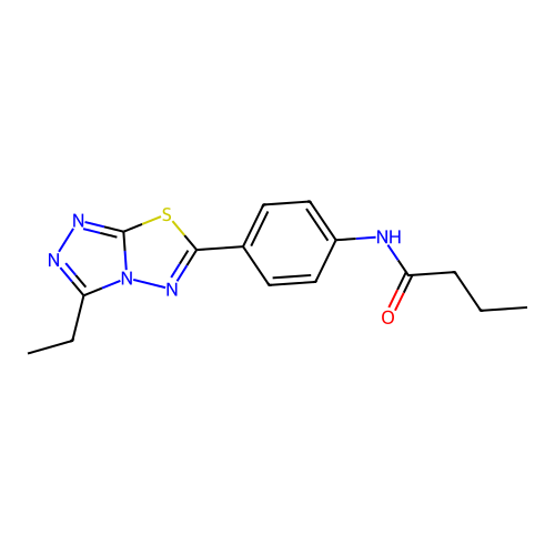 N-[4-(3-ethyl[1,2,4]triazolo[3,4-b][1,3,4]thiadiazol-6-yl)phenyl]butanamide structure