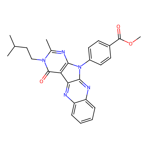 methyl 4-(3-isopentyl-2-methyl-4-oxo-3H-pyrimido[5',4':4,5]pyrrolo[2,3-b]quinoxalin-11(4H)-yl)benzoate structure
