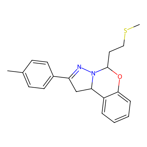 2-(4-methylphenyl)-5-(2-methylsulfanylethyl)-5,10b-dihydro-1H-pyrazolo[1,5-c][1,3]benzoxazine structure
