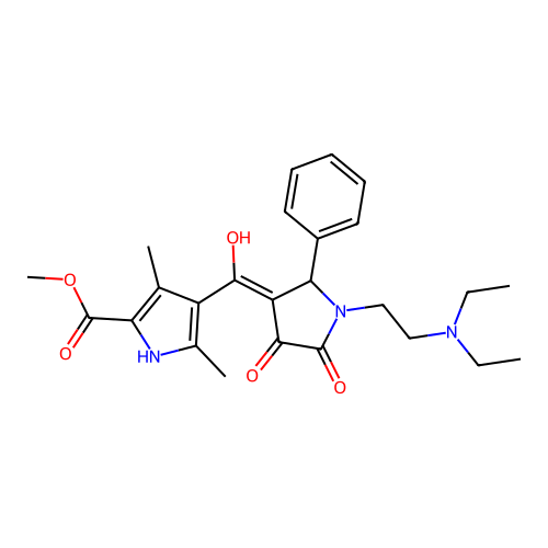 methyl 4-[[1-(2-diethylaminoethyl)-4,5-dioxo-2-phenylpyrrolidin-3-ylidene]-hydroxymethyl]-3,5-dimethyl-1H-pyrrole-2-carboxylate structure