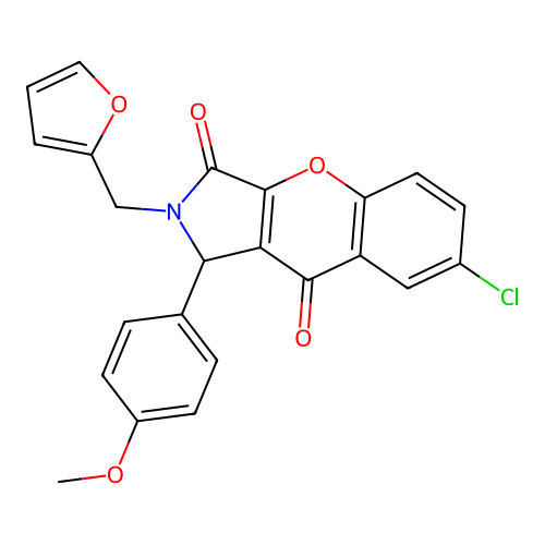 7-chloro-2-(furan-2-ylmethyl)-1-(4-methoxyphenyl)-1,2-dihydrochromeno[2,3-c]pyrrole-3,9-dione structure