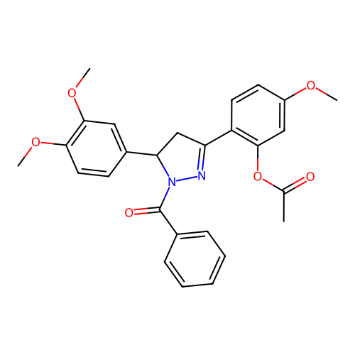 [2-[1-benzoyl-5-(3,4-dimethoxyphenyl)-4,5-dihydropyrazol-3-yl]-5-methoxy-phenyl] Acetate structure
