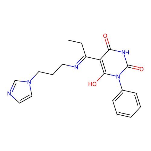 5-[1-(3-imidazol-1-ylpropylamino)propylidene]-1-phenyl-1,3-diazinane-2,4,6-trione structure