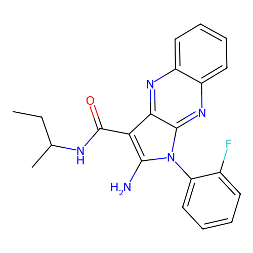 2-amino-N-(butan-2-yl)-1-(2-fluorophenyl)-1H-pyrrolo[2,3-b]quinoxaline-3-carboxamide structure