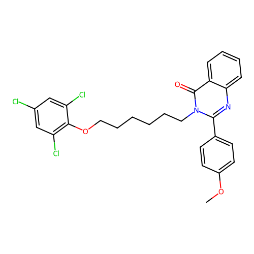 2-(4-methoxyphenyl)-3-(6-(2,4,6-trichlorophenoxy)hexyl)quinazolin-4(3H)-one structure
