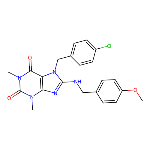 7-(4-chlorobenzyl)-8-[(4-methoxybenzyl)amino]-1,3-dimethyl-3,7-dihydro-1H-purine-2,6-dione structure