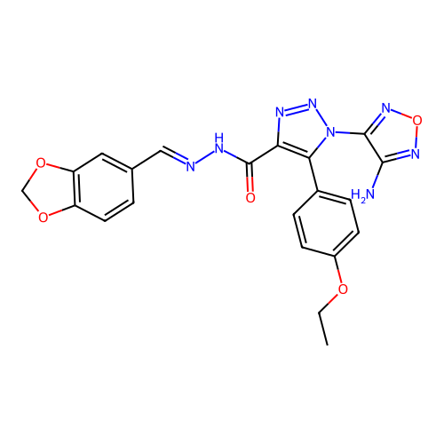 (E)-1-(4-amino-1,2,5-oxadiazol-3-yl)-N'-(benzo[d][1,3]dioxol-5-ylmethylene)-5-(4-ethoxyphenyl)-1H-1,2,3-triazole-4-carbohydrazide structure