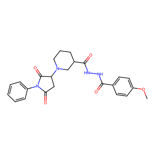1-(2,5-dioxo-1-phenylpyrrolidin-3-yl)-N'-[(4-methoxyphenyl)carbonyl]piperidine-3-carbohydrazide structure