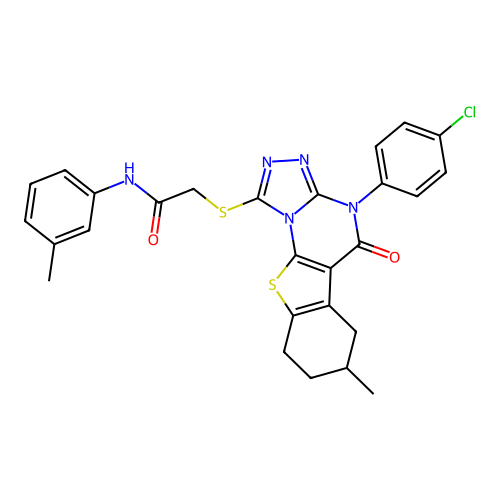 2-((4-(4-chlorophenyl)-7-methyl-5-oxo-4,5,6,7,8,9-hexahydrobenzo[4,5]thieno[3,2-e][1,2,4]triazolo[4,3-a]pyrimidin-1-yl)thio)-N-(m-tolyl)acetamide structure