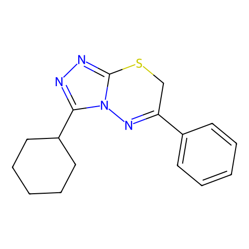 3-cyclohexyl-6-phenyl-7H-[1,2,4]triazolo[3,4-b][1,3,4]thiadiazine structure
