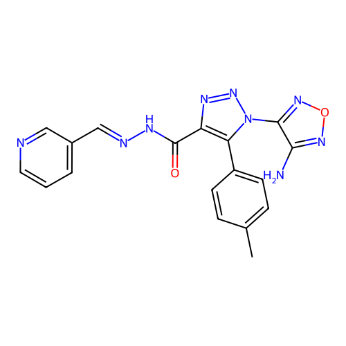 (E)-1-(4-amino-1,2,5-oxadiazol-3-yl)-N'-(pyridin-3-ylmethylene)-5-(p-tolyl)-1H-1,2,3-triazole-4-carbohydrazide structure