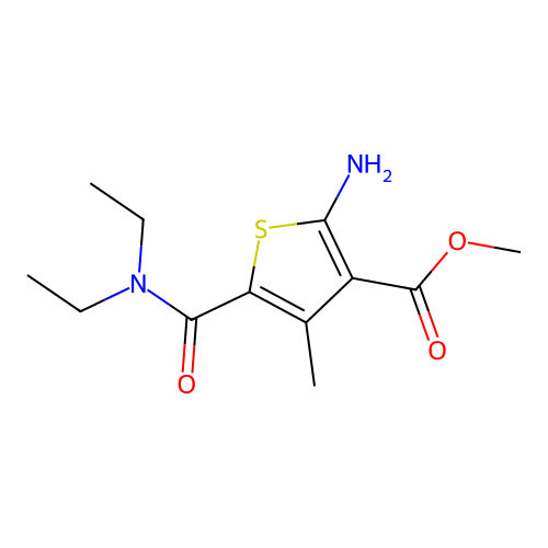Methyl 2-amino-5-(diethylcarbamoyl)-4-methylthiophene-3-carboxylate structure