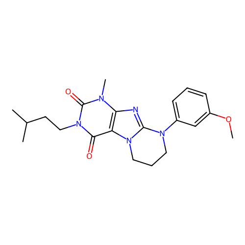 6,7,8,9-Tetrahydro-9-(3-methoxyphenyl)-1-methyl-3-(3-methylbutyl)pyrimido[2,1-f]purine-2,4(1H,3H)-dione structure