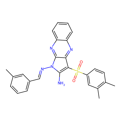 (E)-3-((3,4-dimethylphenyl)sulfonyl)-N1-(3-methylbenzylidene)-1H-pyrrolo[2,3-b]quinoxaline-1,2-diamine structure