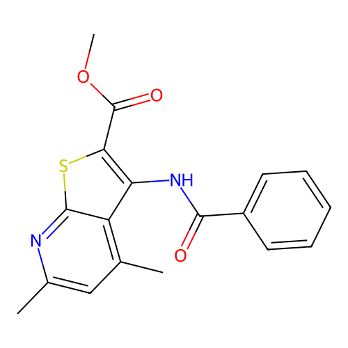 Methyl 3-benzamido-4,6-dimethylthieno[2,3-b]pyridine-2-carboxylate structure