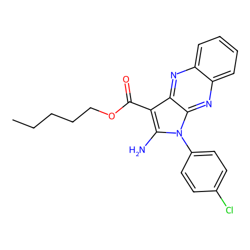 pentyl 2-amino-1-(4-chlorophenyl)-1H-pyrrolo[2,3-b]quinoxaline-3-carboxylate structure
