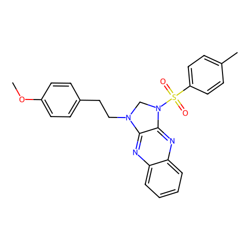 1-(4-methoxyphenethyl)-3-tosyl-2,3-dihydro-1H-imidazo[4,5-b]quinoxaline structure