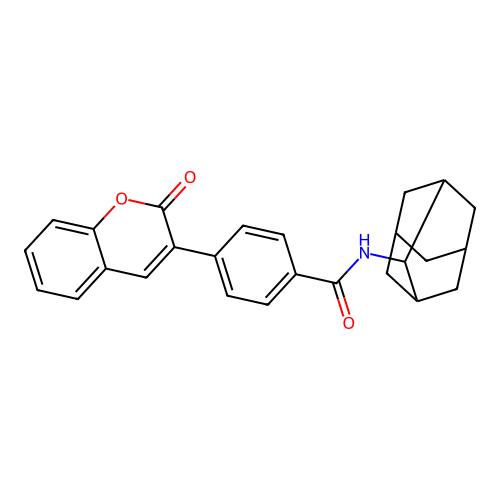 4-(2-oxo-2H-chromen-3-yl)-N-(tricyclo[3.3.1.1~3,7~]dec-2-yl)benzamide structure