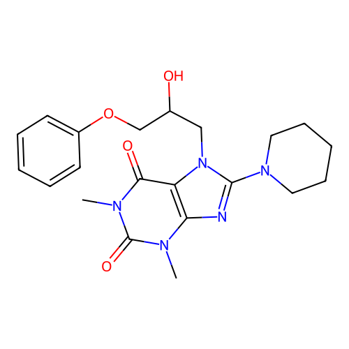 7-(2-Hydroxy-3-phenoxypropyl)-1,3-dimethyl-8-piperidin-1-ylpurine-2,6-dione structure