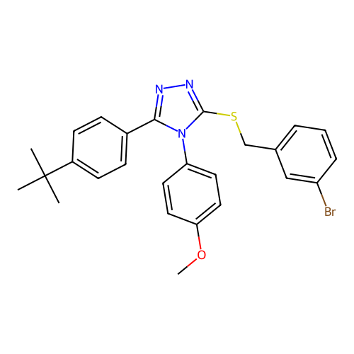 3-((3-bromobenzyl)thio)-5-(4-(tert-butyl)phenyl)-4-(4-methoxyphenyl)-4H-1,2,4-triazole structure