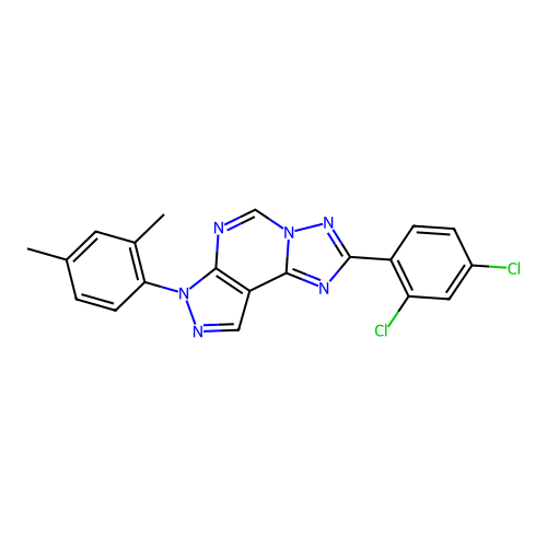 2-(2,4-dichlorophenyl)-7-(2,4-dimethylphenyl)-7H-pyrazolo[4,3-e][1,2,4]triazolo[1,5-c]pyrimidine structure