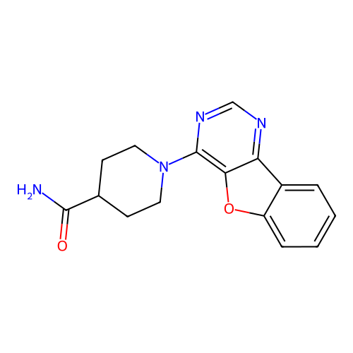 1-(Benzofuro[3,2-d]pyrimidin-4-yl)piperidine-4-carboxamide structure