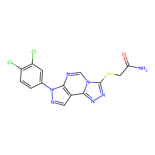 2-{[10-(3,4-dichlorophenyl)-3,4,6,8,10,11-hexaazatricyclo[7.3.0.0^{2,6}]dodeca-1(9),2,4,7,11-pentaen-5-yl]sulfanyl}acetamide structure