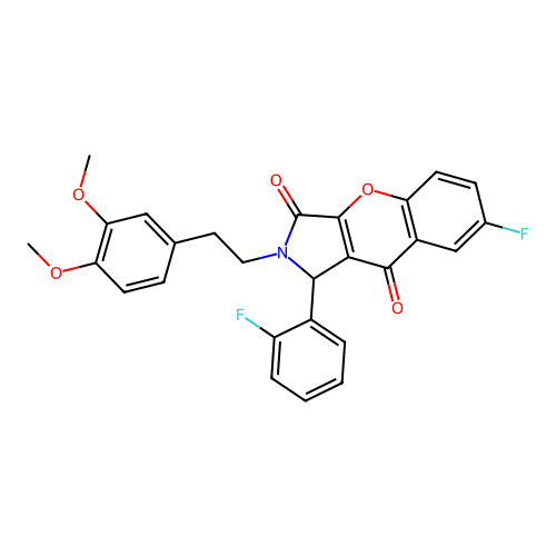 2-(3,4-dimethoxyphenethyl)-7-fluoro-1-(2-fluorophenyl)-1,2-dihydrochromeno[2,3-c]pyrrole-3,9-dione structure