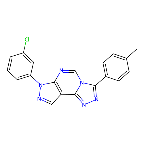 7-(3-chlorophenyl)-3-(p-tolyl)-7H-pyrazolo[4,3-e][1,2,4]triazolo[4,3-c]pyrimidine structure