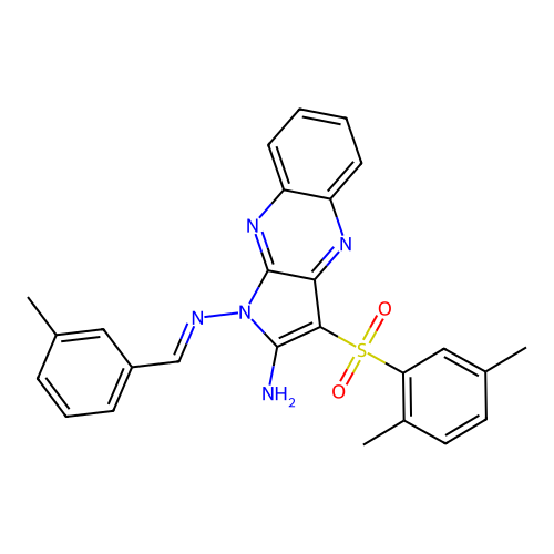 (E)-3-((2,5-dimethylphenyl)sulfonyl)-N1-(3-methylbenzylidene)-1H-pyrrolo[2,3-b]quinoxaline-1,2-diamine structure