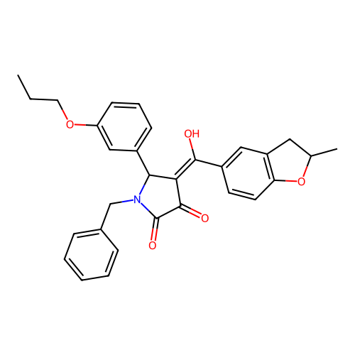 1-benzyl-3-hydroxy-4-(2-methyl-2,3-dihydro-1-benzofuran-5-carbonyl)-5-(3-propoxyphenyl)-2,5-dihydro-1H-pyrrol-2-one structure