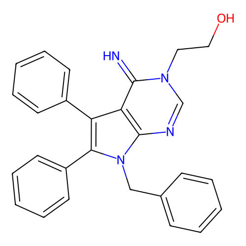 2-(7-Benzyl-4-imino-5,6-diphenylpyrrolo[2,3-d]pyrimidin-3-yl)ethanol structure