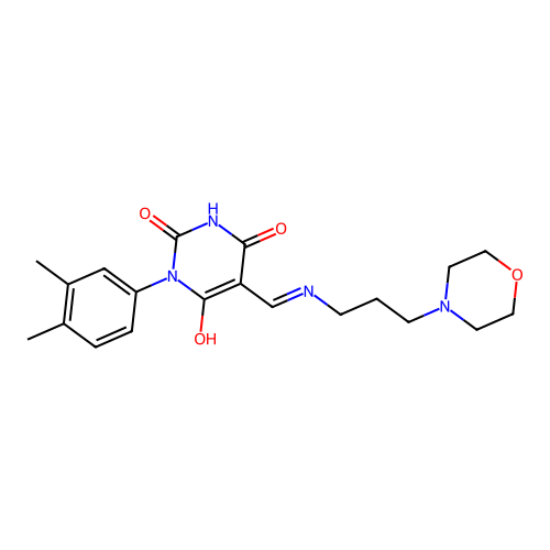 1-(3,4-dimethylphenyl)-5-[(3-morpholin-4-ylpropylamino)methylidene]-1,3-diazinane-2,4,6-trione structure