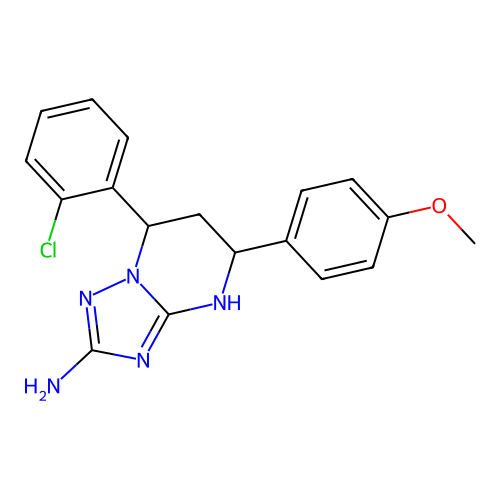 7-(2-chlorophenyl)-5-(4-methoxyphenyl)-1,5,6,7-tetrahydro-[1,2,4]triazolo[1,5-a]pyrimidin-2-amine structure