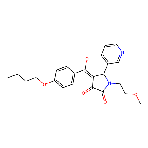 4-(4-butoxybenzoyl)-3-hydroxy-1-(2-methoxyethyl)-5-(pyridin-3-yl)-2,5-dihydro-1H-pyrrol-2-one structure