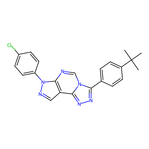 3-(4-tert-butylphenyl)-7-(4-chlorophenyl)-7H-pyrazolo[4,3-e][1,2,4]triazolo[4,3-c]pyrimidine structure