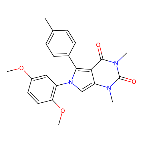 6-(2,5-dimethoxyphenyl)-1,3-dimethyl-5-(4-methylphenyl)pyrrolo[3,4-d]pyrimidine-2,4-dione structure