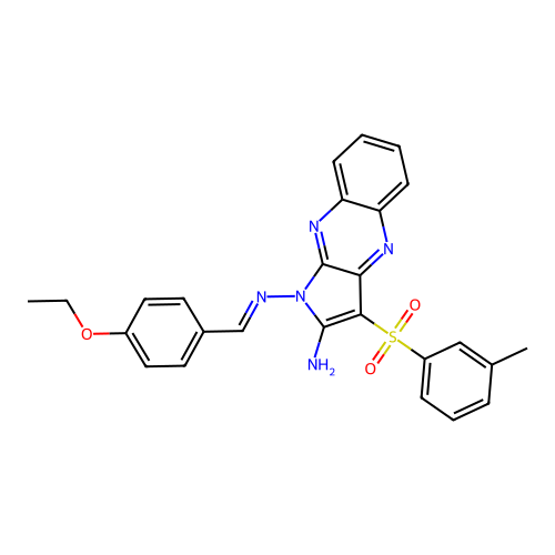 (E)-N1-(4-ethoxybenzylidene)-3-(m-tolylsulfonyl)-1H-pyrrolo[2,3-b]quinoxaline-1,2-diamine structure