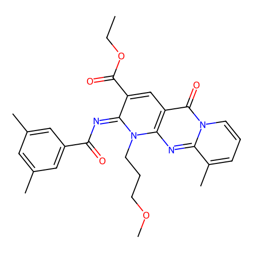 (Z)-ethyl 2-((3,5-dimethylbenzoyl)imino)-1-(3-methoxypropyl)-10-methyl-5-oxo-2,5-dihydro-1H-dipyrido[1,2-a:2',3'-d]pyrimidine-3-carboxylate structure