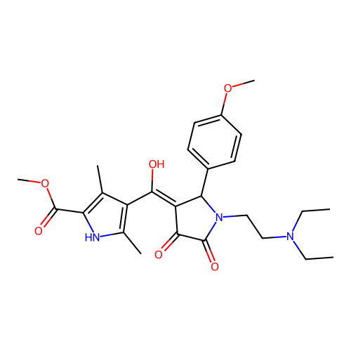 methyl 4-({1-[2-(diethylamino)ethyl]-4-hydroxy-2-(4-methoxyphenyl)-5-oxo(3-pyr rolin-3-yl)}carbonyl)-3,5-dimethylpyrrole-2-carboxylate structure
