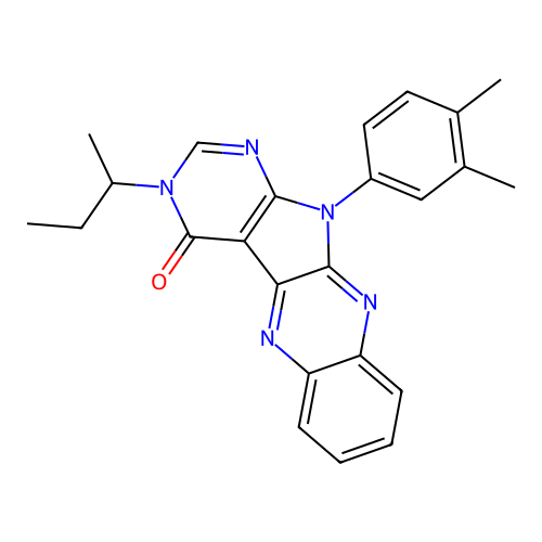 3-(butan-2-yl)-11-(3,4-dimethylphenyl)-3,11-dihydro-4H-pyrimido[5',4':4,5]pyrrolo[2,3-b]quinoxalin-4-one structure