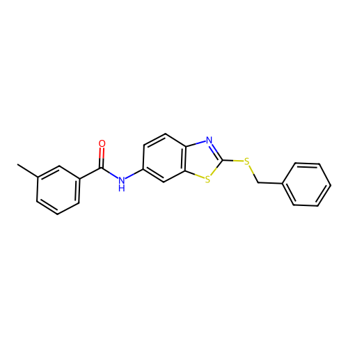 N-[2-(benzylsulfanyl)-1,3-benzothiazol-6-yl]-3-methylbenzamide structure