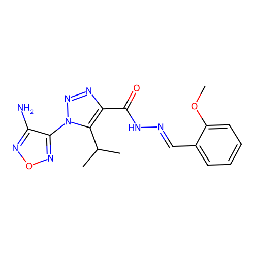 (E)-1-(4-amino-1,2,5-oxadiazol-3-yl)-5-isopropyl-N'-(2-methoxybenzylidene)-1H-1,2,3-triazole-4-carbohydrazide structure