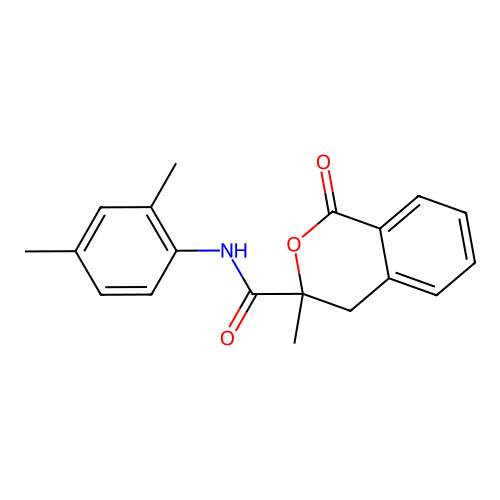 N-(2,4-dimethylphenyl)-3-methyl-1-oxo-3,4-dihydro-1H-isochromene-3-carboxamide structure