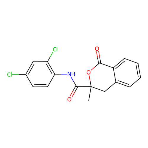 N-(2,4-dichlorophenyl)-3-methyl-1-oxo-3,4-dihydro-1H-isochromene-3-carboxamide structure